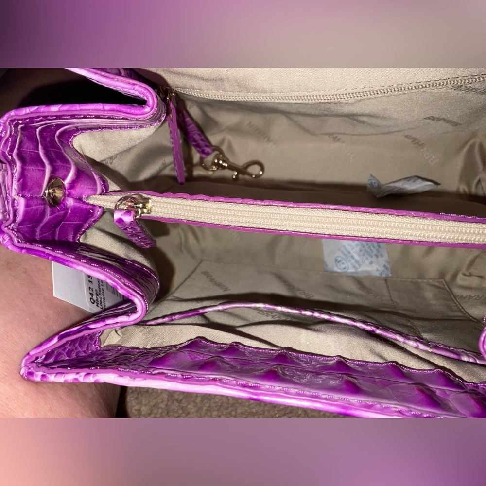 Brahmin Purple Croc-Embossed Crossbody Bag - Picture 6 of 12